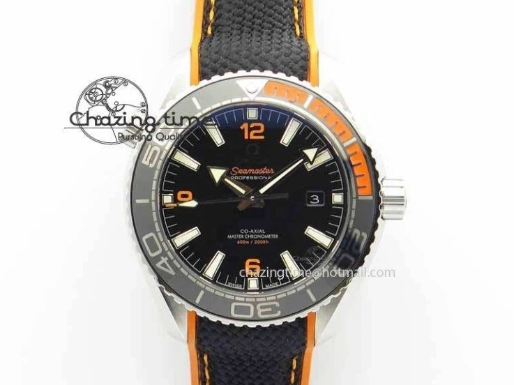 0417 Resilient Planet Ocean 2016 43.5mm SS OM 1:1 Best Edition Black Dial On Black Nylon Strap A 8167